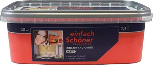 Einfach Schöner Farbwelten Innenwandfarbe inkl. 4x 5m Abdeckfolie von E-Com24 (2,5 Liter Orient Rot matt)