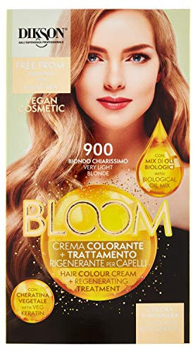 Dikson Bloom - Crema colorante para el Cabello, 900 Rubio Claro, Mezcla de aceites orgánicos