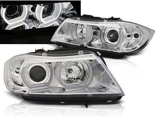 3D LED Angel Eyes Scheinwerfer Set chrom für BMW E90/E91 03.2005-08.2008