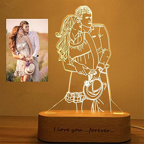 2 Farben Nachttischlampe Personifizierte Foto 3D Nachtlampe LED Nachtlicht Dekoration Acryl für Kinderzimmer Wohnzimmer USB Kabel zum Kinder Geschenk (F, 2 color)