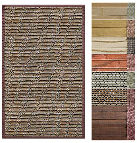 Floordirekt Bambusteppich Bambusmatte mit Stoffrahmen | Natur Design in vielen Farben & Größen (120 x 180 cm, Panda Braun)