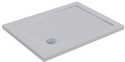 Piatto Doccia 80x100 Acrilico Bianco Lucido Ultraslim Altezza 4cm Piletta Inclusa