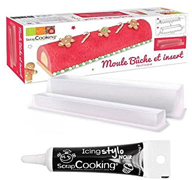 Moule à Bûche de Noël avec insert + Stylo de glaçage noir