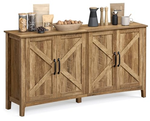 VASAGLE LIRY Collection - Storage Cabinet, Buffet Cabinet, Sideboard, Credenza, with Adjustable Shelves, for Living Room, Entryway, Honey Brown ULSC381T41