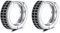 Kleine Silber Creolen Ohrringe für Damen Herren | 925 Sterling Silber Post Doppel-Reihe 5A Zirkonia Huggie Creolen Knorpel Helix Ohrringe, Piercings Schmuck (schwarz-8mm)