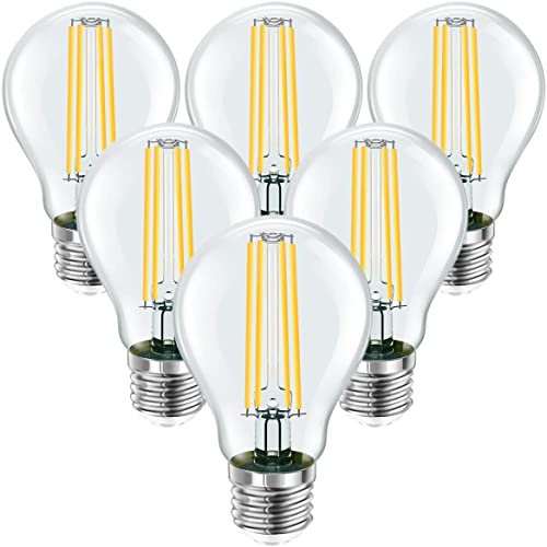 LEDYA LED Warmweiss, 8W 806lm Glühbirne ersetzt 60W Halogenlampen, 2700K Filament Leuchtmittel, Classic Lampe Birnen in Kolbenform, 6 Stück, 21035, Klar