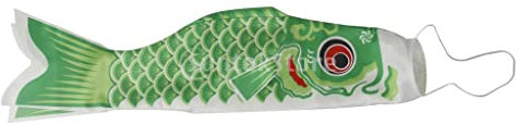40 cm Koi Japanischer Stil Bunte Karpfen Windsack Koi Anime flaggen Drachenflagge Hängedekoration (5 Farben Zur Auswahl), Grün