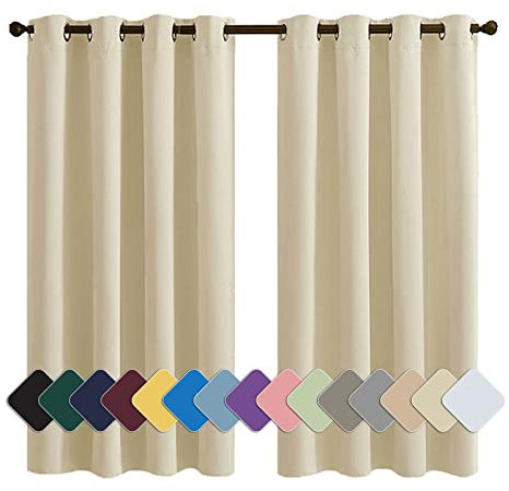 MENGH Gardinen Ösenschals Blickdicht Thermo Schalldämmend, für Schlafzimmer Kinderzimmer Wohnzimmer Beige 1 Stück, 160x200cm(HxB)