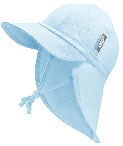 Jan & Jul Babykappe für Jungen oder Mädchen mit weitem Rand und elastischem Rücken (Babyblau, Größe XS: 0-3 Monate)