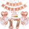 Conruich Deko 17. Geburtstag Mädchen - Rosegold Tortendeko, Ballon, Happy Birthday Banner - Geburtstagsdeko für 17 Jahre