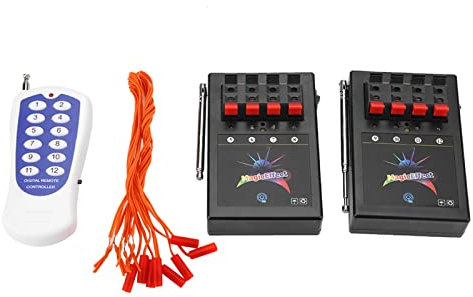 Fuegos Artificiales Inalámbricos, Sistema de Disparo Control Remoto Inalámbrico de 12 Canales con Encendedor y Control Remoto Interruptor Profesional Disparador Pirotecnia