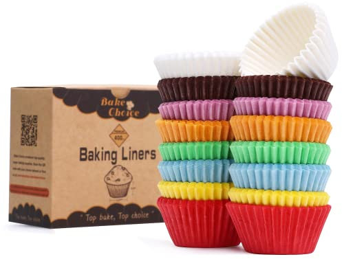 Caissette Muffins Papier Mini,400 pièces Multicolore,Diamètre du Fond 3,5 CM,Caissettes Cupcake,Parchemin & Résistant à la Graisse,Mini Taille 3,5×2,4×5 CM
