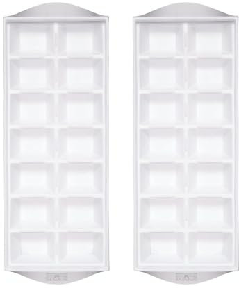 HOMESHOPA Plastic Ice Cube Trays, Pack of 2-28 Ice Cubes, Transparent Easy-Release Flexible BPA Free Ice Cube Moulds, Stackable Trays for Freezer, Baby Food, Water, Whiskey, Cocktail and Other