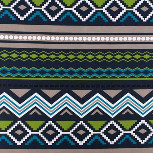 SCHÖNER LEBEN. French Terry Sommersweat Meterware Ikat Ethno weiß orange grün 1,45m