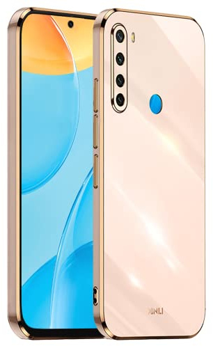 HONLEN Hülle für Redmi Note 8 / Note 8 2021 (6.3 Inches), Weiche Silikon-TPU-Hülle, Galvanisiertes Rahmendesign - Rosa