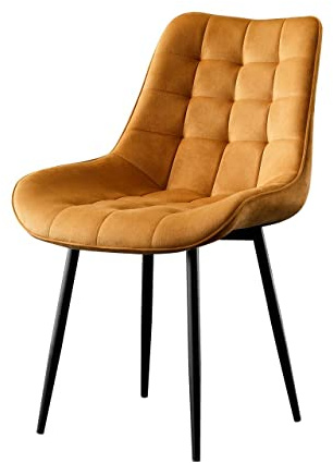 DS furniture Luxury Dining Chair Kitchen Chair Velvet Padded Seat Chair Arms Counter Lounge (1, Yellow)