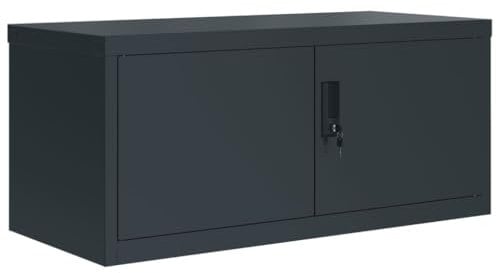vidaXL Aktenschrank, Büroschrank mit Stauraum, Abschließbar Metallschrank Schrank mit Türen, Aufbewahrungsschrank Büromöbel, Anthrazit Stahl