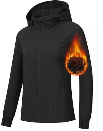 MoFiz Women's Long Sleeve Gym Tops Running Cycling Workout Shirts Full Zip Yoga Outdoor Active Breathable Top Black M