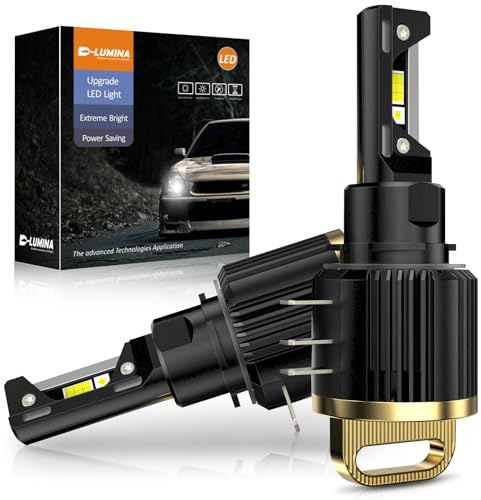 D-Lumina Ampoule H15 LED Canbus, Puce CSP Super Brillante 120W 12000LM 6500K, Ampoules LED de Remplacement Halogènes, Avec Effet de Refroidissement par Ventilateur, 2 Pièces