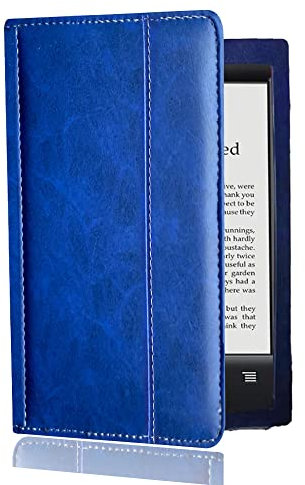 Étui de protection en cuir PU pour liseuse Sony PRS-T2 6 avec fonction veille/réveil automatique Bleu