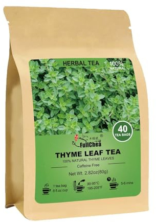 FullChea - Thyme Tea Bags, 40 Teabags - Premium Thyme Leaves - Non-GMO - Caffeine-free, Promote Overall Health, Support Digestion