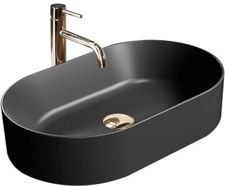 GTM Design Aufsatzwaschbecken Matt Modern Waschbecken ohne Hahnloch - Elegant Aufsatzwaschbecken Oval für Badezimmer und Gäste WC - nur Bad Waschbecken - Modell 8