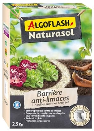 Algoflash NATURASOL Barrera para babosas, a Base de Conchas Marinas trituradas, Fabricado en Francia, 2,5 kg, BIOSLUG25A, NC