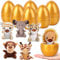 DIYDEC Gold Filled Easter Eggs, 6pcs Cute Animal Plush Toys Prefilled Gold Plastic Easter Eggs Surprise Present for Easter Basket Stuffers Party Favors Egg Hunt for Kids