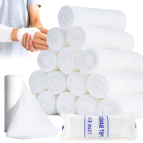 MAQIHAN 15PACK Gauze Rolls Bandages - 3 in x 4.9 Yards Individually Wrapped Rolled Gauze, Halloween Mummy Wraps, Breathable First Aid Supplies, Lightweight Wound Care Kit, Bandage Wrap
