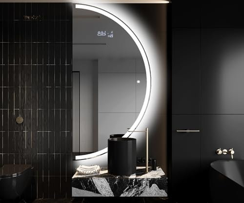 A ARTFORMA Specchio a LED Mezza Luna Moderno - Illuminazione Elegante per Bagno 50x100 cm | su Misura | moderno specchi con illuminazione, retroilluminato | OKRHA222