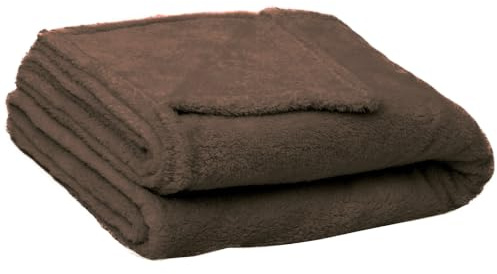 ENGLISH HOME Flanell-Fleece-Decke, kuschelig, gemütlich, weich, flauschig, warm, Sofa-Überwurf, Decke, Perfekter Bezug für große Sofas, Betten, Sessel, Sofas, Reisen, 120 x 170 cm, Schokolade