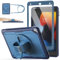 SEYMAC stock Hülle für iPad 9./8./7. Generation 10,2 Zoll 2021/2020/2019, Stoßfeste Hülle mit Displayschutz, Stifthalter, 360° Drehbarer Ständer/Handschlaufe & Schultergurt, Dunkelblau