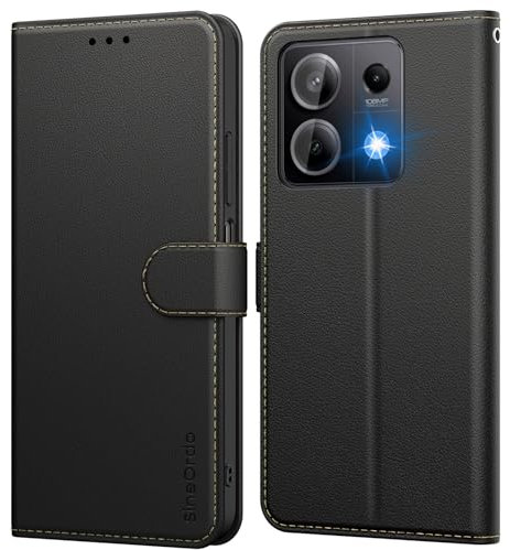 SineOrdo Funda Compatible con Xiaomi Redmi Note 13 5G Carcasa, Libro Xiaomi Redmi Note 13 5G Funda con Tapa Piel Tarjetero Móvil Case Suave Cuero Flip Wallet Negra