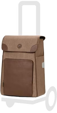 Andersen Einkaufstrolley Ersatztasche - 38 Liter - Seiten- & Fronttasche - extra Innenfach - wasserabweisend - Reflektoren - faltbar - Elik braun