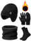 Svanco Mütze Schal Handschuhe Set für Herren Wintermütze Ohrenklappen Warme Loop Schal Touchscreen Handschuhe Stricksocken