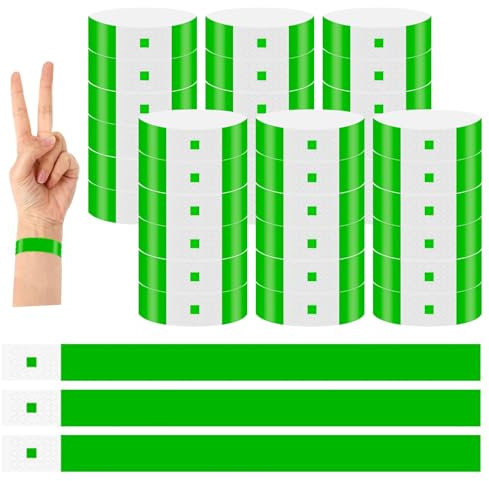 500Pcs Eintrittsbänder Einlassbänder,Wasserdicht Event Armbänder,Party Kontrollbänder,Bedruckbar Securebänder,Einlassbändchen zur Kontrolle und Sicherheit,Veranstaltungen und Events-Grün