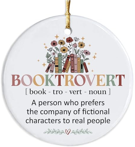 Weihnachtsschmuck, Geschenke für Buchliebhaber, Bibliothekar, Nerds – Definition Booktrovert – Geburtstag, Neujahr, lustige Buchliebhaber, Geschenkideen, Buchdekoration, Andenken,
