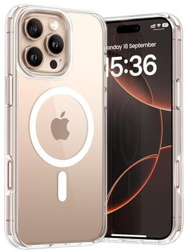 Lamicall Transparent Case for iPhone 16 Pro Max for MagSafe - [Enhanced Anti-Yellowing Tech] Magnetic Phone case for iPhone 16 Pro Max, Ultra-Thin, Military Drop Protection, Crystal Clear Cover 6.9