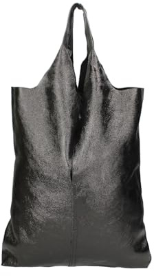 Gave Lux Damen Beuteltasche aus Leder in Schwarz 38x44x3 cm