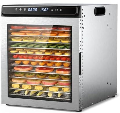 Déshydrateur alimentaire- Déshydrateur alimentaire en acier, séchoir alimentaire à 12 plateaux, déshydrateurs 1300W for aliments et viande séchée, minuterie 72H et contrôle de la température Machine d
