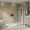 NRG 900 x 1950mm Bathroom Wet Room Screen Panel 8mm Black Grid Easy Clean Glass Black Framed Walk in Shower Enclosure