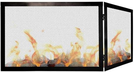 Parascintille Camino Angolare Reversibile 70x50x50 Modello DOLOMITE – Schermo Protettivo per Camino in Ferro Battuto, Design Elegante, Protezione Fuoco e Scintille - Griglia di protezione camino