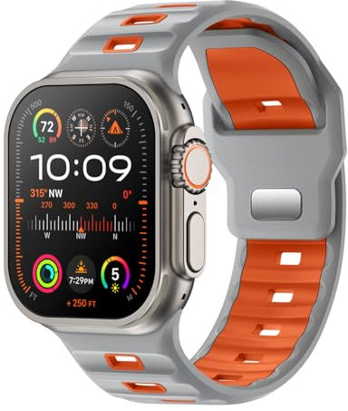 Raradev Sport Armband Kompatibel mit Apple Watch Ultra 3 Armband 49mm 46mm 45mm 44mm 42mm(S3 2 1), 26mm-breit Silikon Armband für Apple Watch Ultra 3/Ultra 2/ Ultra/SE/ 11 10 9 8 7 6 5 4 3 2 1