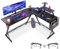 ODK Eckschreibtisch, L Form Gaming Schreibtisch mit runder Ecke, Gaming Tisch mit Monitorablage, L Computertisch, Klassisches Schwarz, Kohlefaser Schwarz Gaming Schreibtisch 147 x 120 cm
