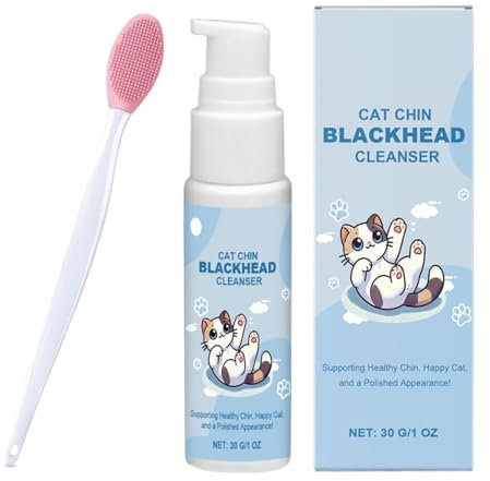 Set per la cura dell'acne di gatto, lozione per la pulizia dei punti neri, con pennello, lozione detergente per gatti, nutre la morbidezza e la freschezza del mento del gatto, spray detergente
