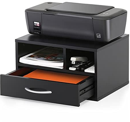 ZXFNVXC Druckerständer, Schreibtisch, Druckerregal, Druckerständer, Schublade, Desktop, A3/A4-Papieraufbewahrungsregal, für Zuhause, Robustes Faxregal (schwarz), Bürobedarf