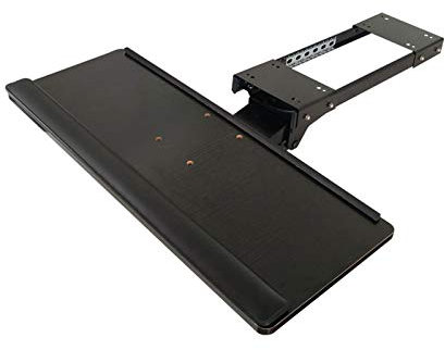 IEOWY PC Keyboard Tray Tilt Swivel Under Desk Drawer, Ergonomic Shelf with Sliding Runners Adjustable Computer Keypad Mount Mouse Pad Holder, Heavy-Duty Metal Structure, Black and More