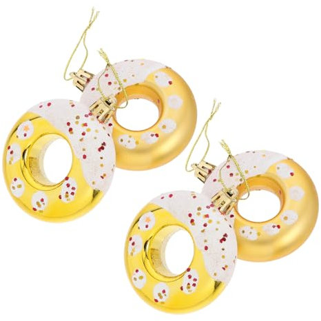 LAPYAPPE 4stücke Weihnachtsbaum Dekorationen Donut Und Cupcake Für Festliche Feiern Farbenfrohe Weihnachtskugeln Für Zuhause Und Geburtstagsfeiern