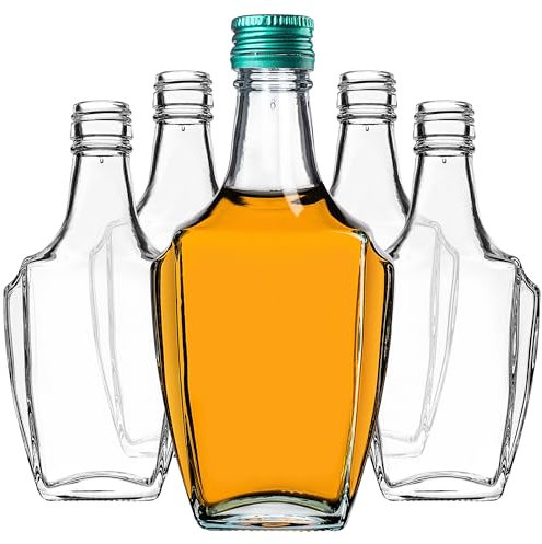 KADAX Bottiglie di vetro da 250 ml con tappo a vite, 5 pezzi, bottiglie vuote da riempire, bottiglie di liquore in vetro, piccole bottiglie di liquore (verde)
