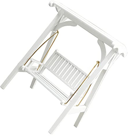 VICASKY Miniatur Garten Schwingfigurine Puppenhaus Möbel Weißer Mini Schaukel Zubehör Für Kreative Mini Landschaften Und Dekorationen